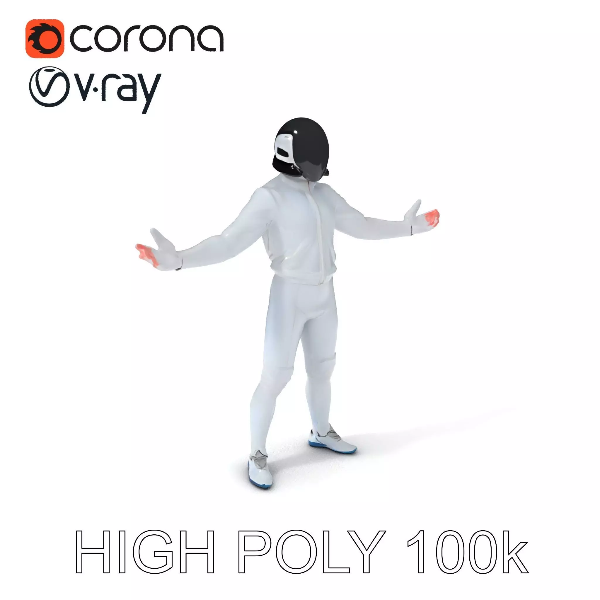 Futuristic Fencer  Detailed D Character Model with PBR Textures Low-poly 3D model_0