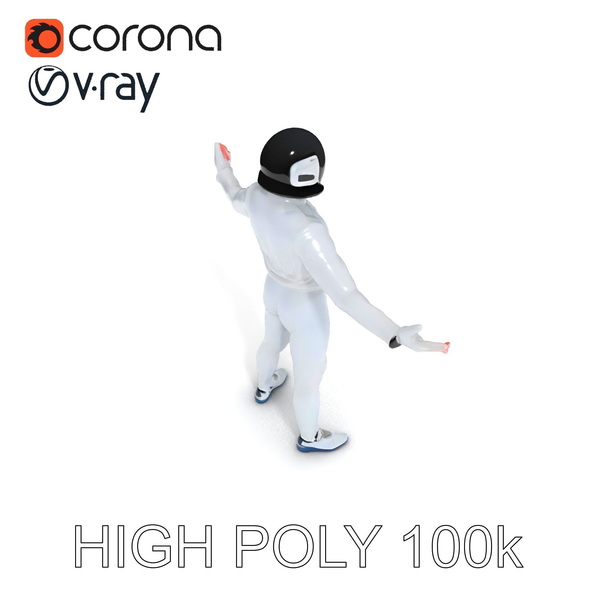 Futuristic Fencer  Detailed D Character Model with PBR Textures Low-poly 3D model_8