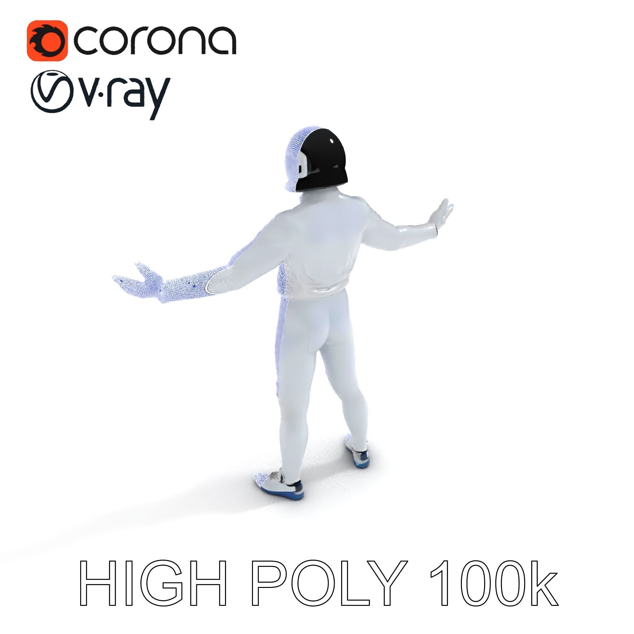 Futuristic Fencer  Detailed D Character Model with PBR Textures Low-poly 3D model_30