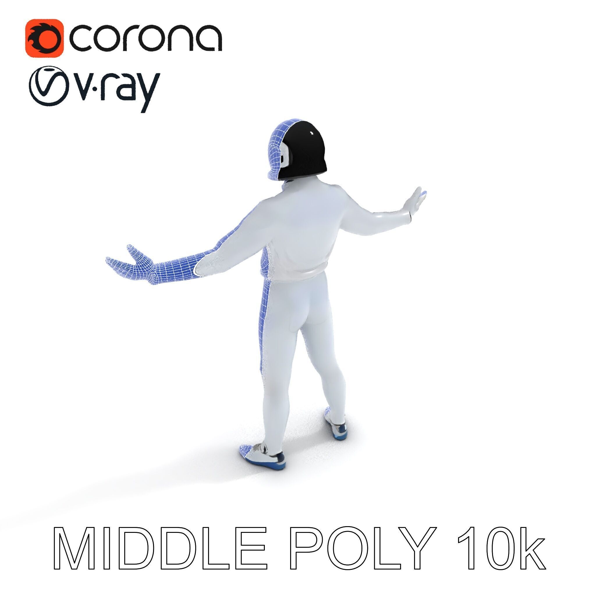 Futuristic Fencer  Detailed D Character Model with PBR Textures Low-poly 3D model_12