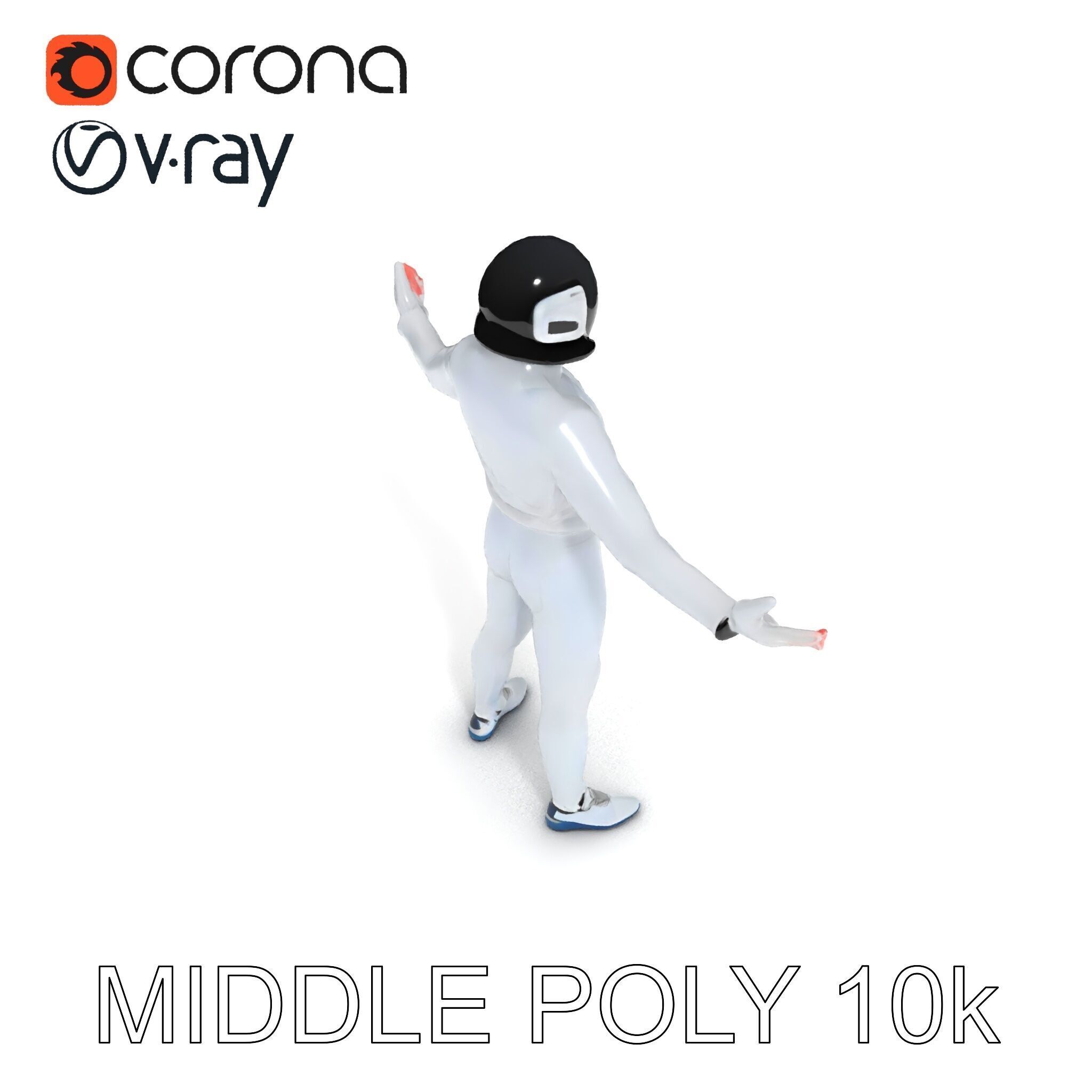 Futuristic Fencer  Detailed D Character Model with PBR Textures Low-poly 3D model_25