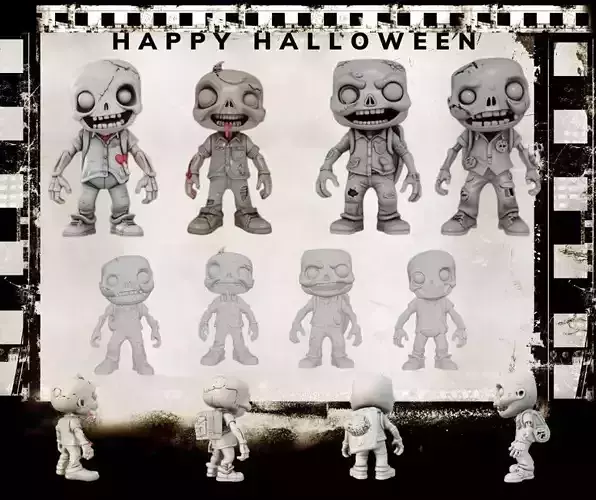 3D Printable Halloween Zombie Toy Character 3D print model