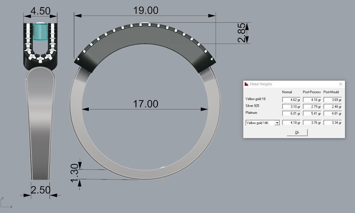 Messika Ring Gold 3D print model_2