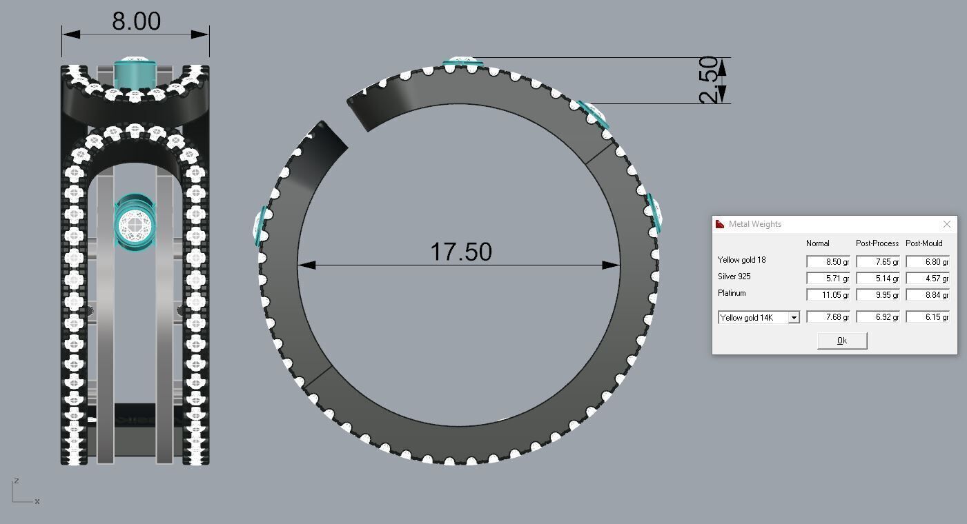 Messika Ring Gold 3D print model_1