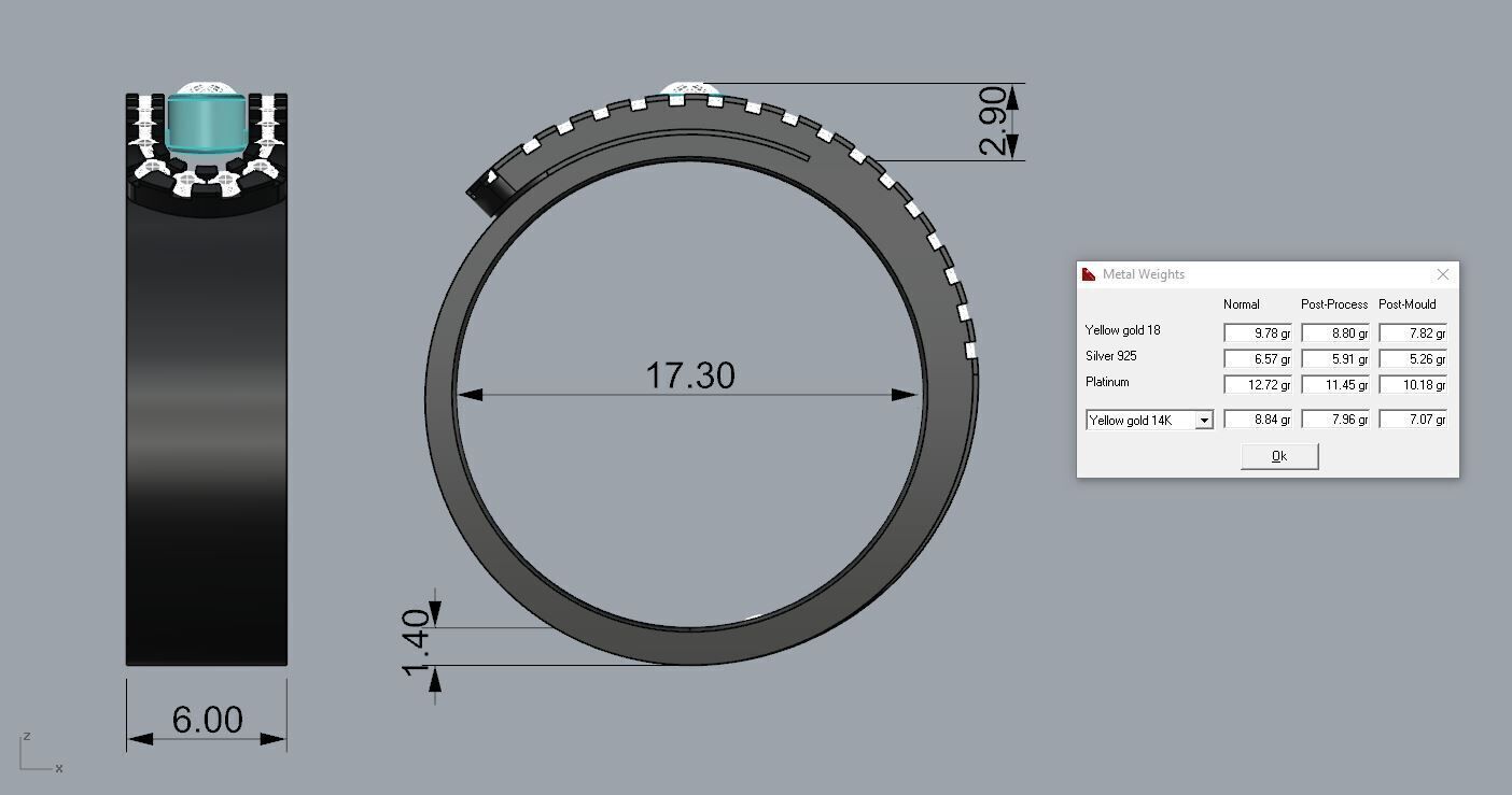 Messika Ring Gold 3D print model_2