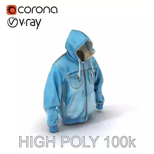 Hooded Denim Jacket D Model Pack