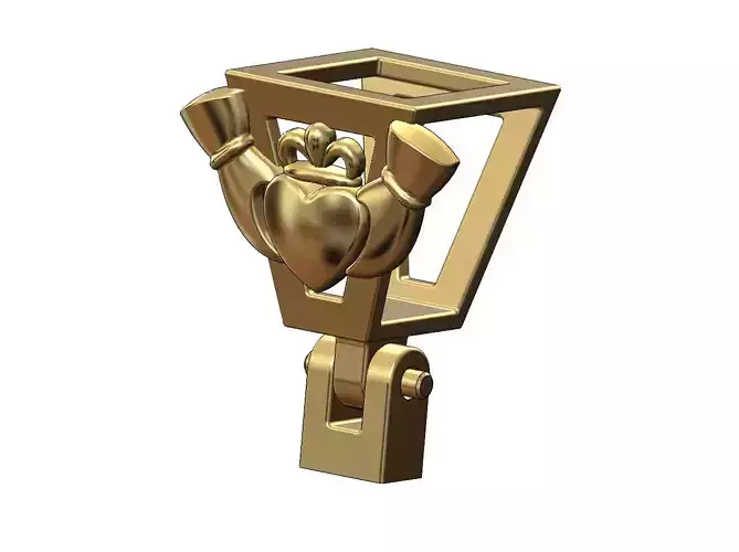 Claddagh heart crown tapered bail link