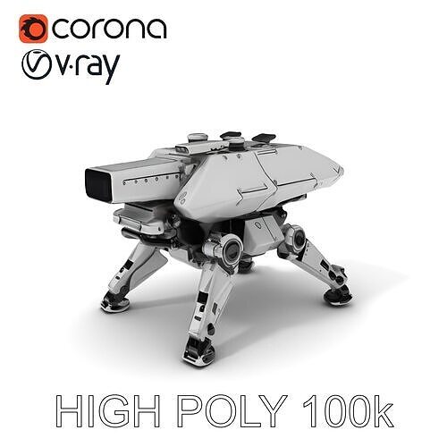 Futuristic Quadruped Robot Model Pack with Advanced Features Low-poly 3D model