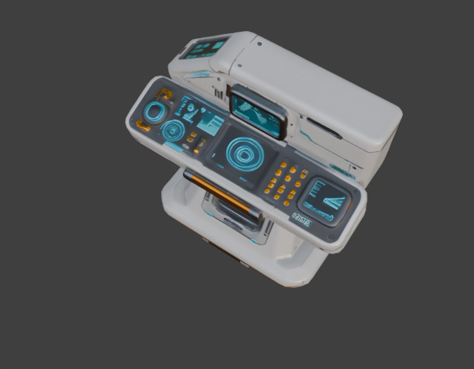 Futuristic Control Panel Game-Ready 3D Model with PBR Textures Low-poly 3D model_8