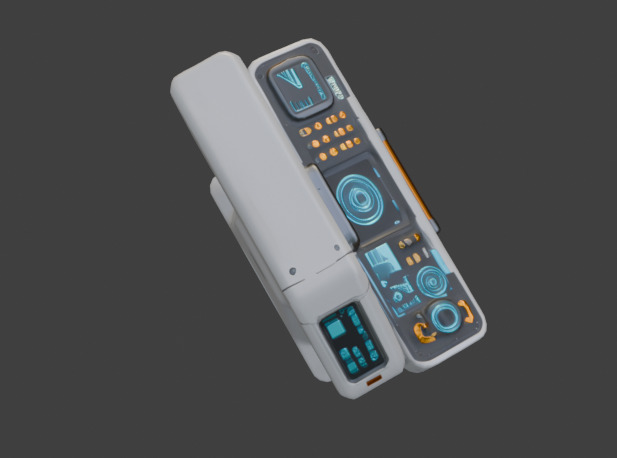 Futuristic Control Panel Game-Ready 3D Model with PBR Textures Low-poly 3D model_10