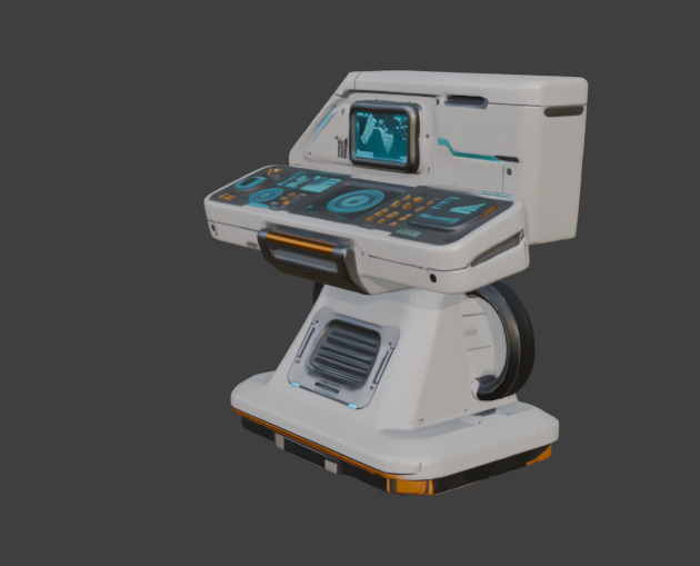 Futuristic Control Panel Game-Ready 3D Model with PBR Textures Low-poly 3D model_4