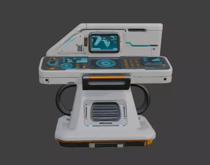 Futuristic Control Panel Game-Ready 3D Model with PBR Textures Low-poly 3D model_0
