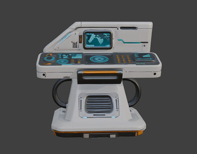 Futuristic Control Panel Game-Ready 3D Model with PBR Textures Low-poly 3D model