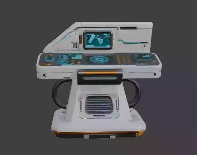 Futuristic Control Panel Game-Ready 3D Model with PBR Textures