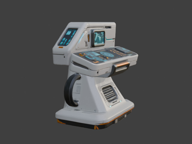 Futuristic Control Panel Game-Ready 3D Model with PBR Textures Low-poly 3D model_5
