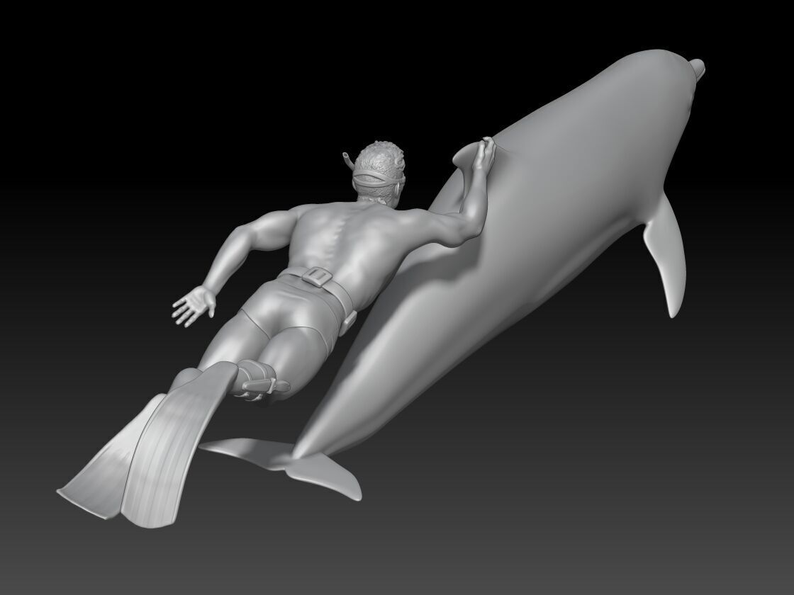 snorkeling 2025 boy and dolphin 3D print model_2