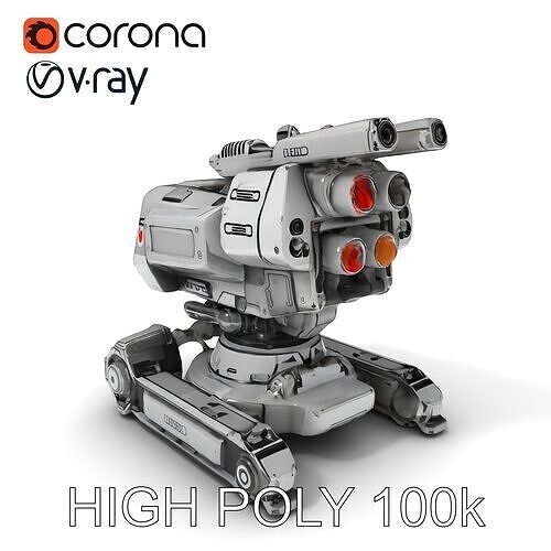 Futuristic Defense Turret Model Pack for D Rendering Low-poly 3D model