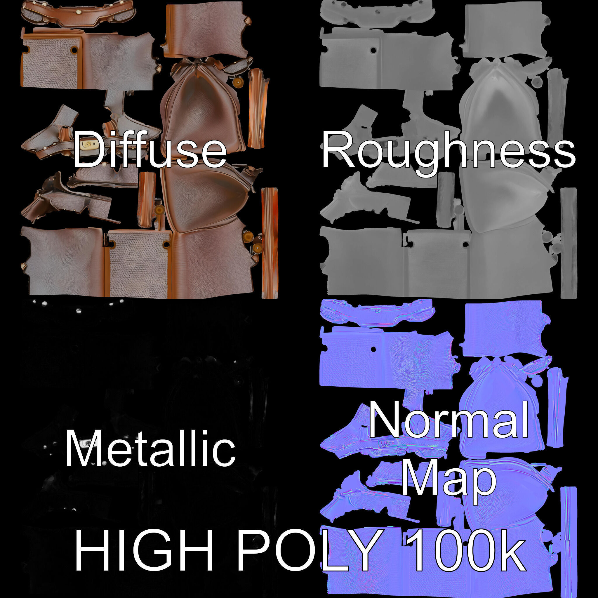 Luxury Handbag D Model Pack Low-poly 3D model_2