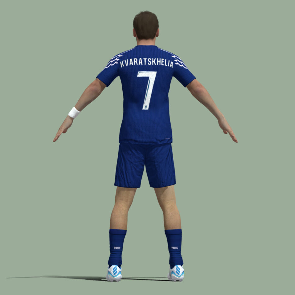 T-Pose Rigged Kvaratskhelia PSG 3D model_3