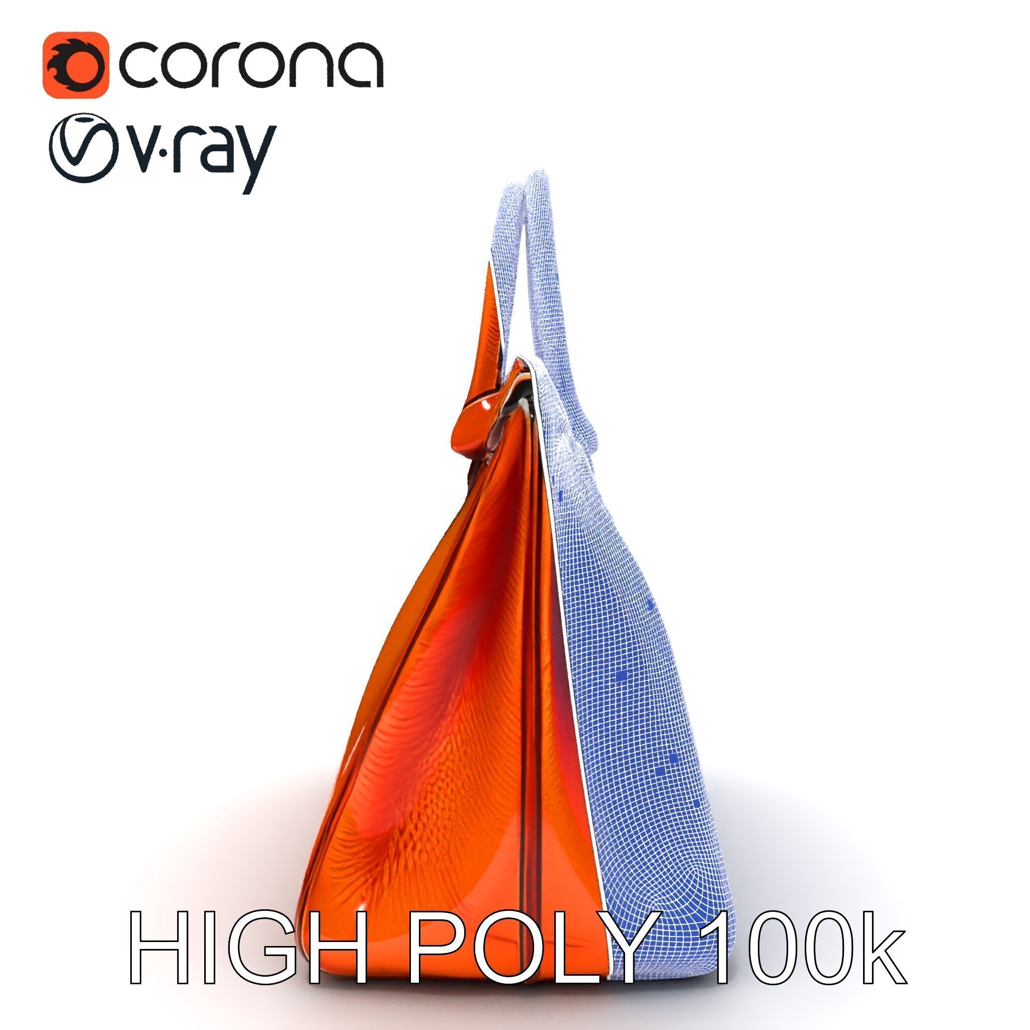 Elegant Orange Handbag D Model Pack Low-poly 3D model_35