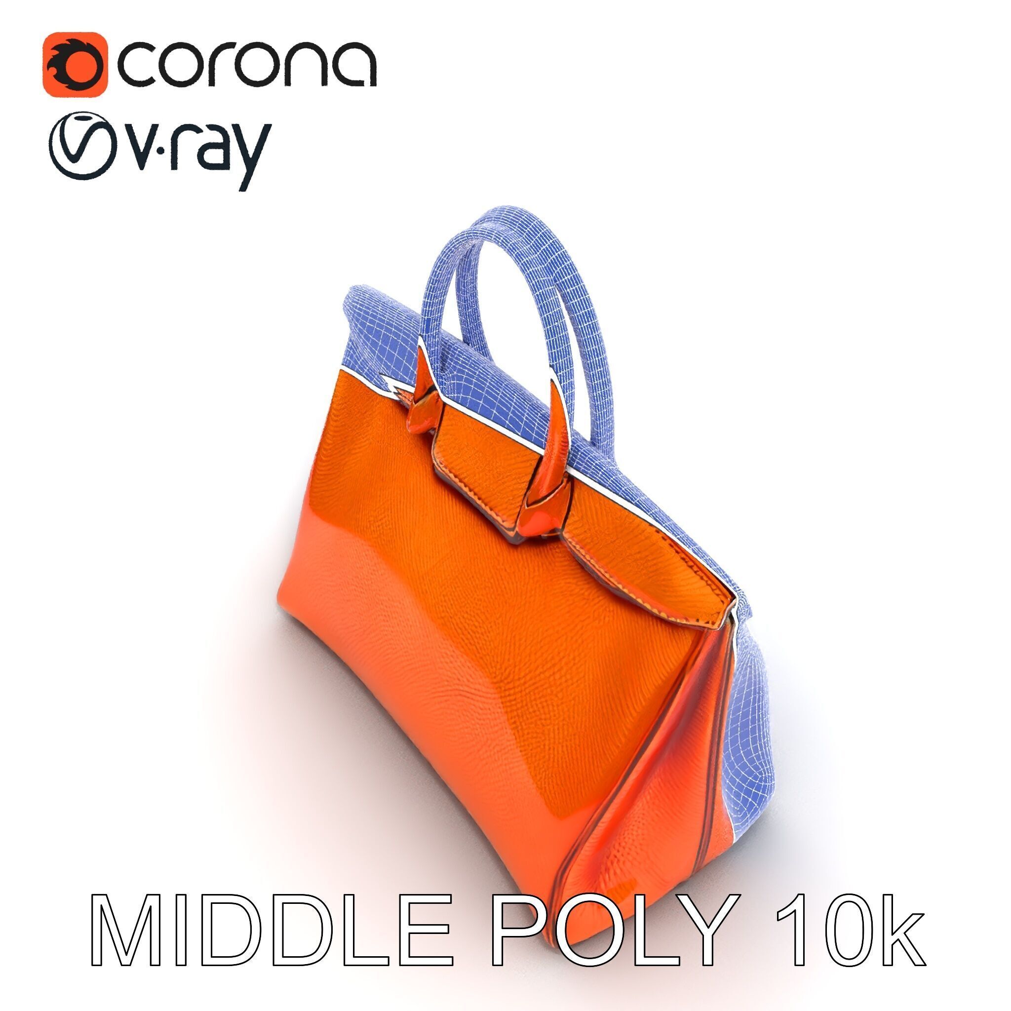Elegant Orange Handbag D Model Pack Low-poly 3D model_15