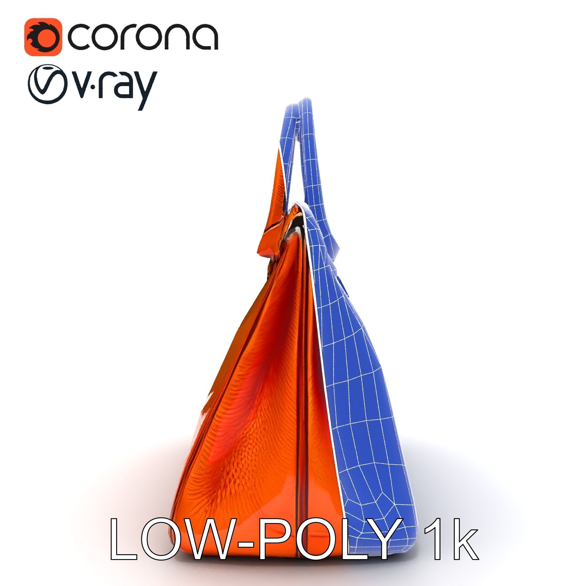 Elegant Orange Handbag D Model Pack Low-poly 3D model_32