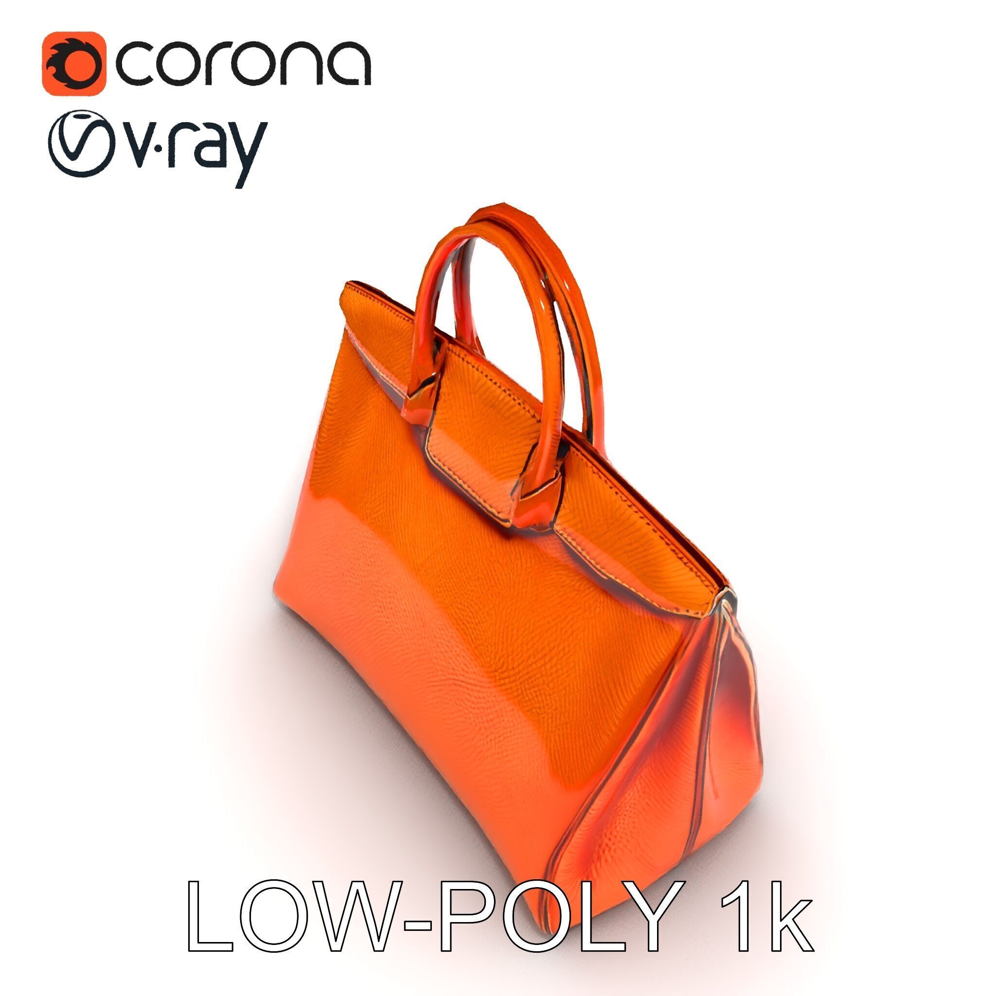 Elegant Orange Handbag D Model Pack Low-poly 3D model_13