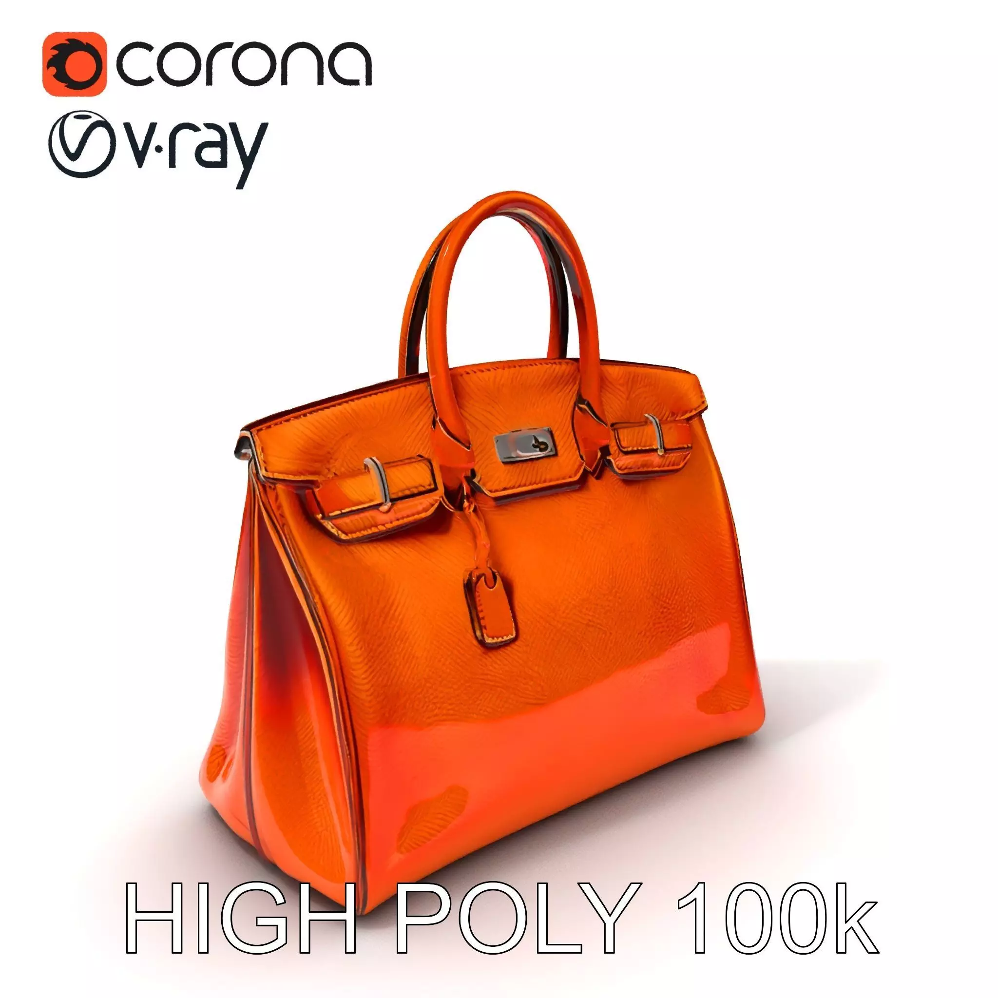 Elegant Orange Handbag D Model Pack Low-poly 3D model_0
