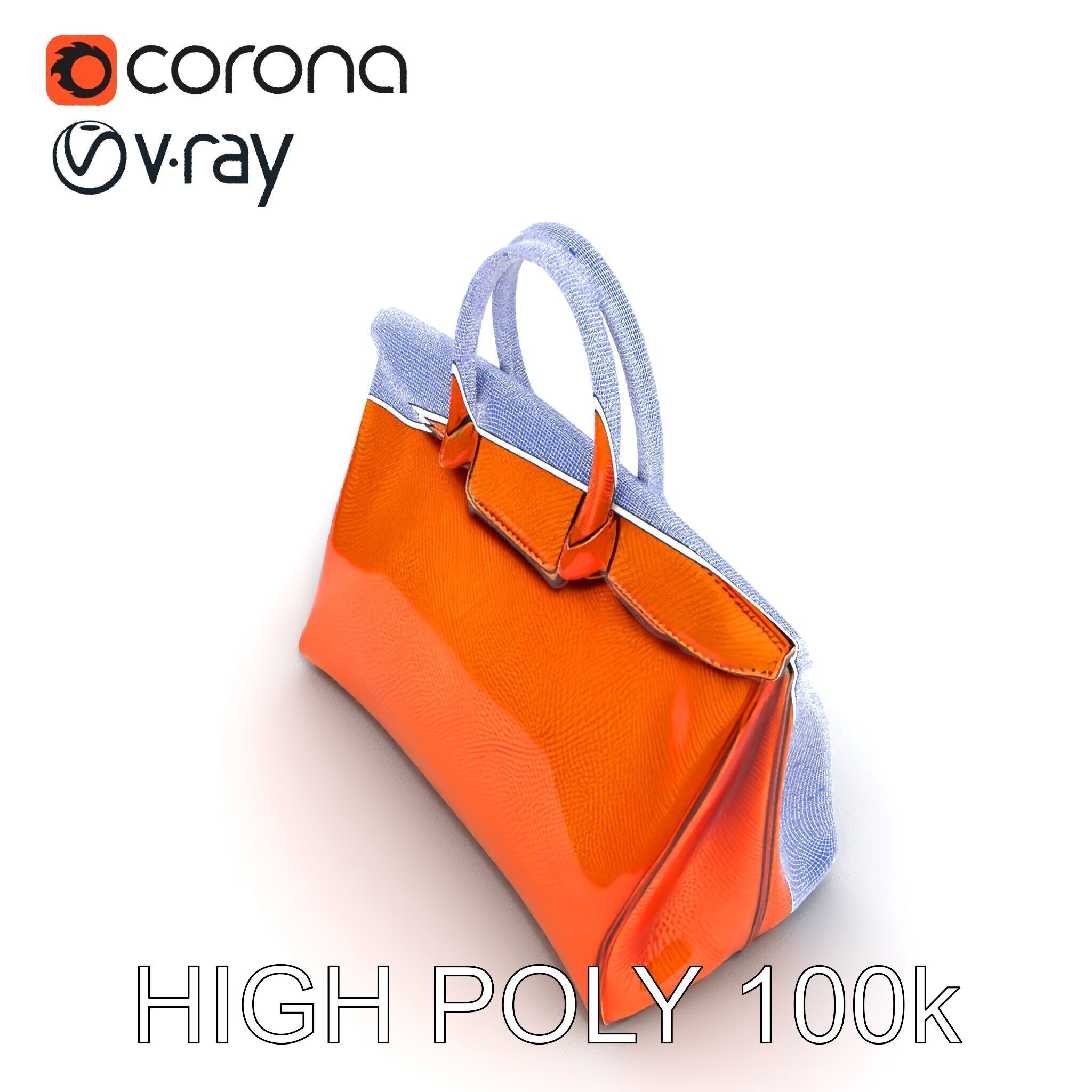 Elegant Orange Handbag D Model Pack Low-poly 3D model_8