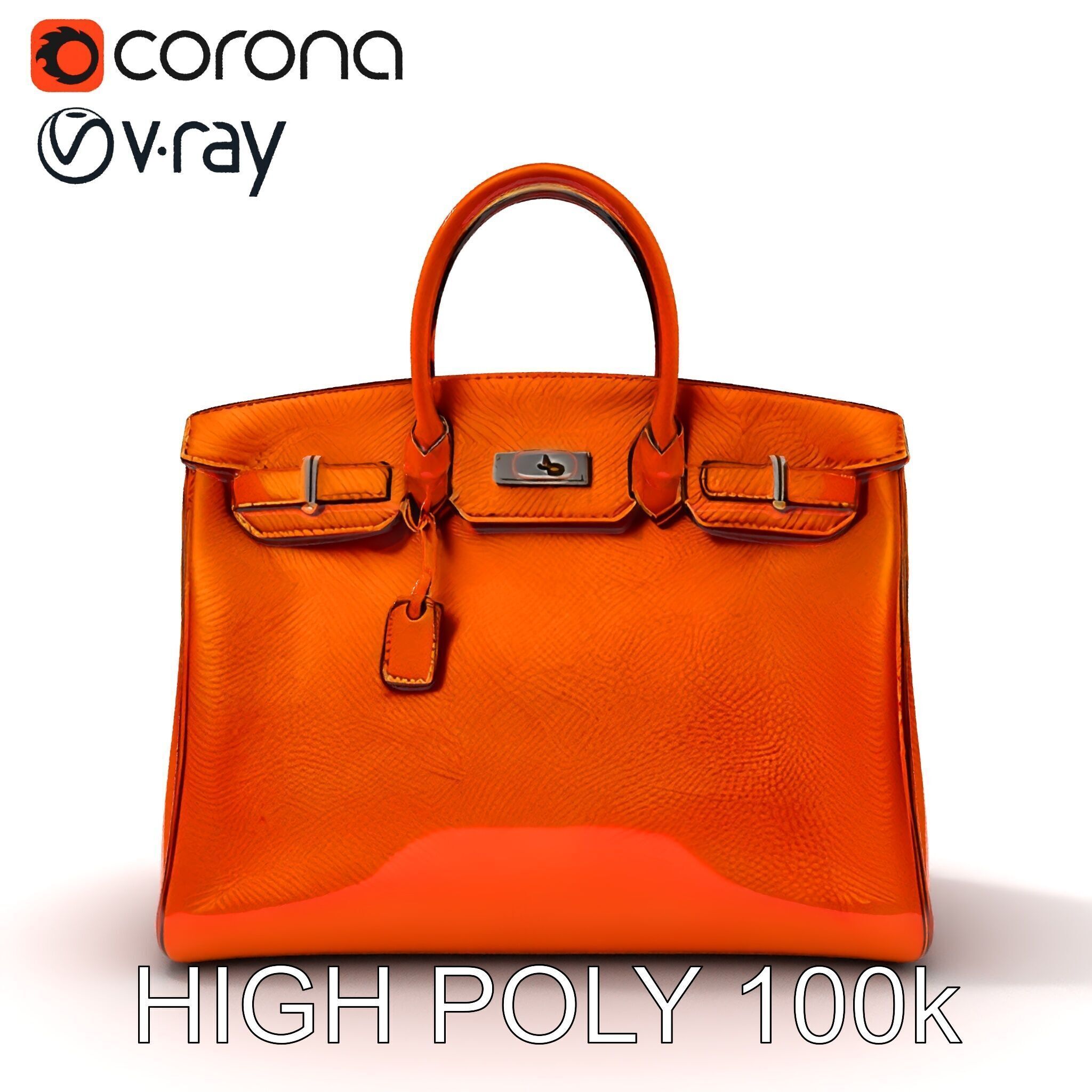 Elegant Orange Handbag D Model Pack Low-poly 3D model_23