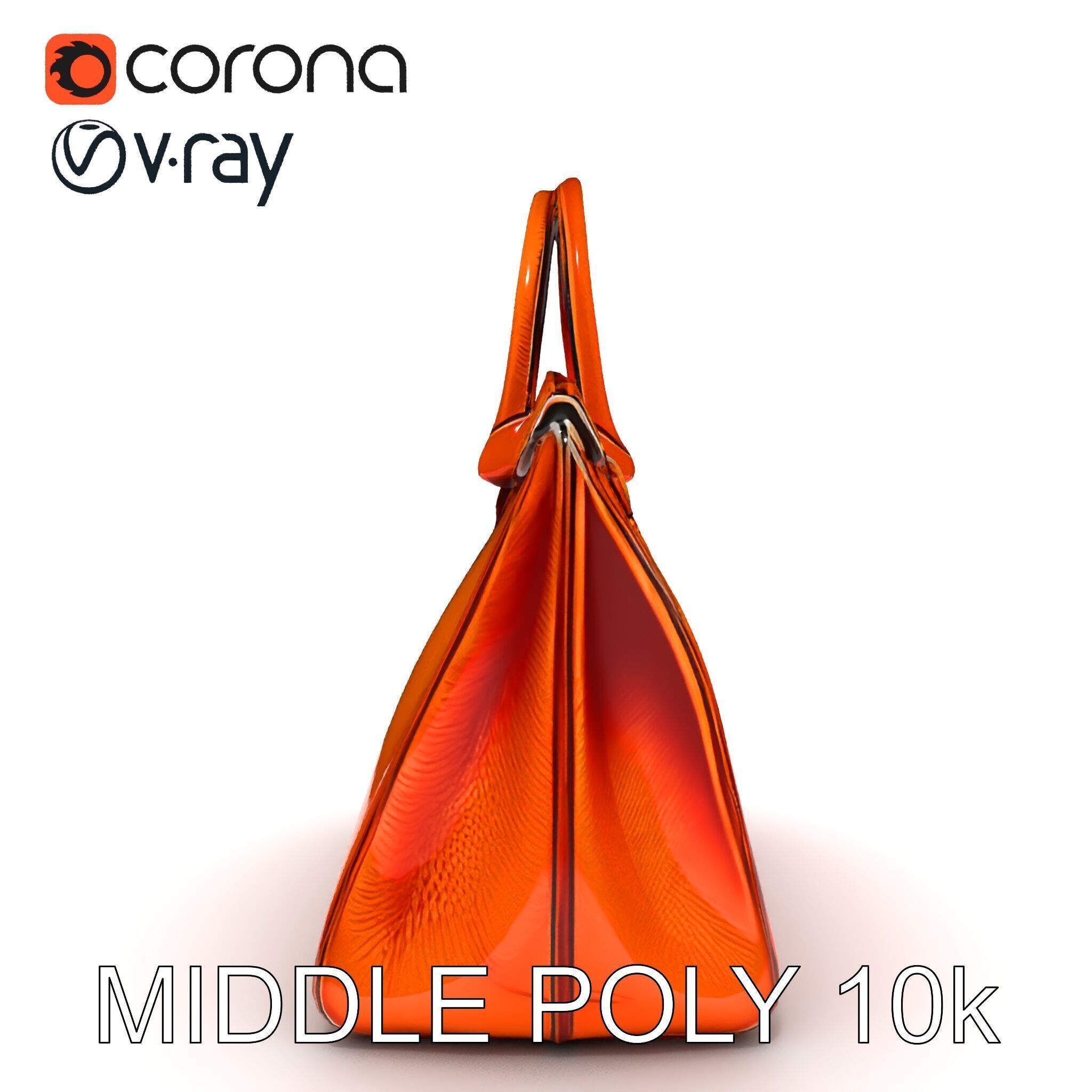 Elegant Orange Handbag D Model Pack Low-poly 3D model_24