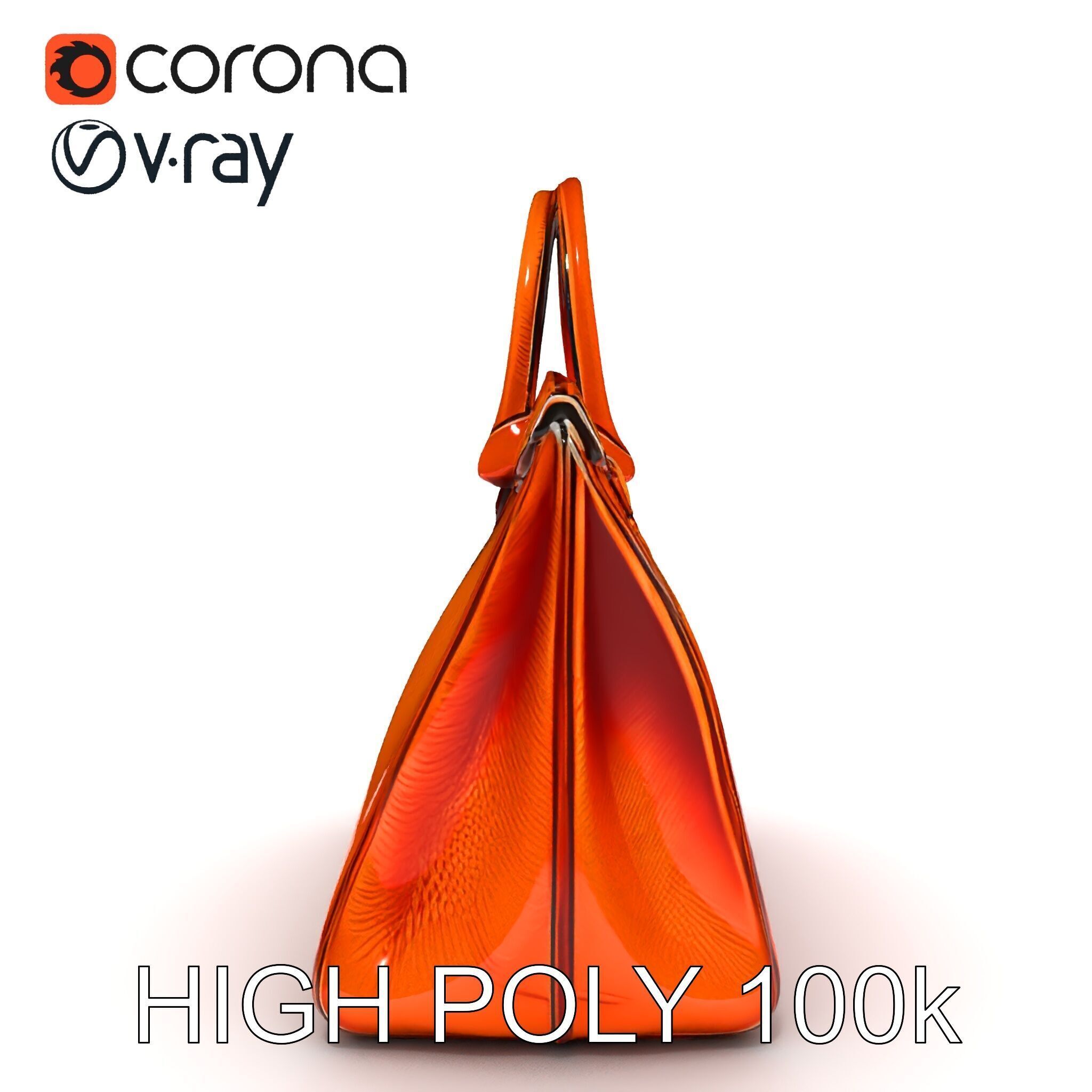 Elegant Orange Handbag D Model Pack Low-poly 3D model_20