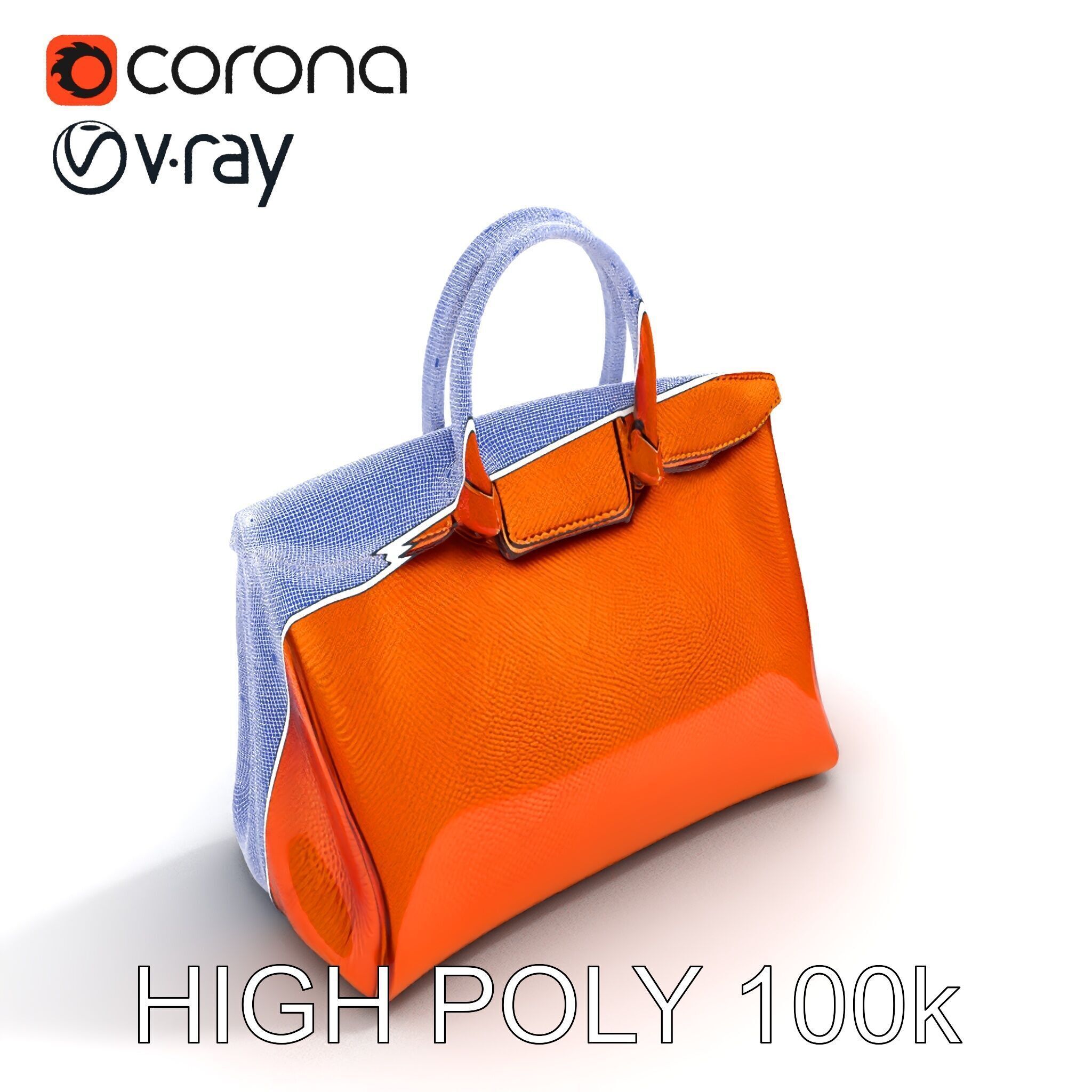 Elegant Orange Handbag D Model Pack Low-poly 3D model_14