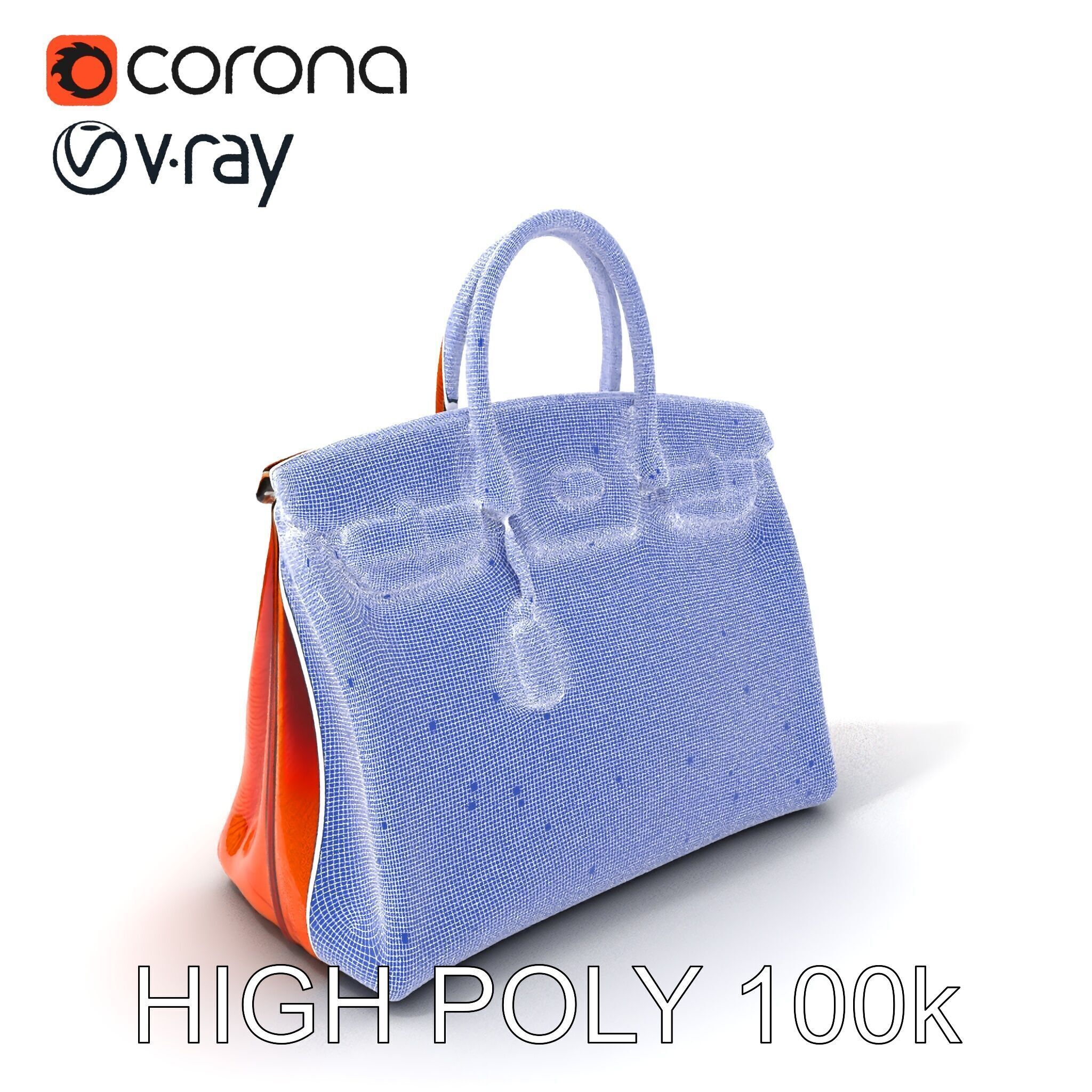 Elegant Orange Handbag D Model Pack Low-poly 3D model_3