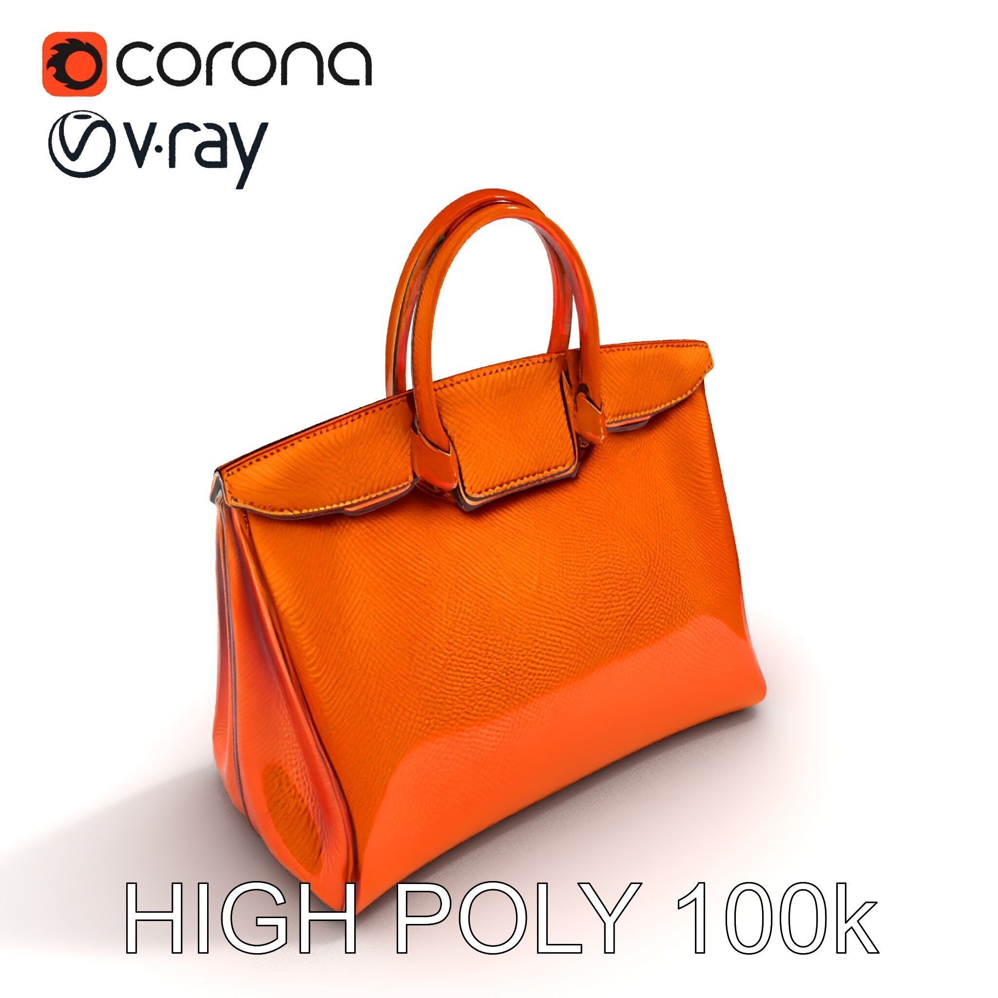 Elegant Orange Handbag D Model Pack Low-poly 3D model_17