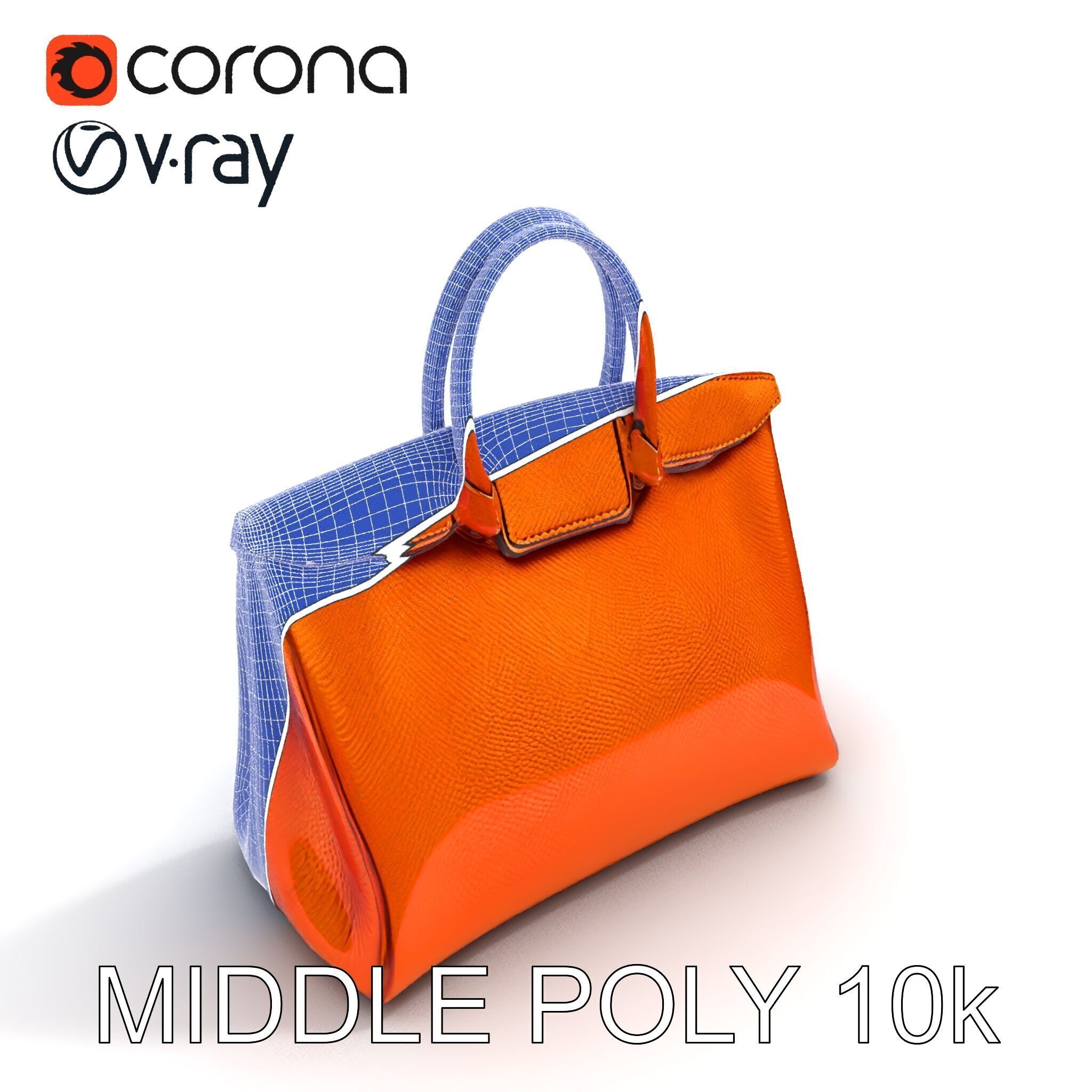 Elegant Orange Handbag D Model Pack Low-poly 3D model_33
