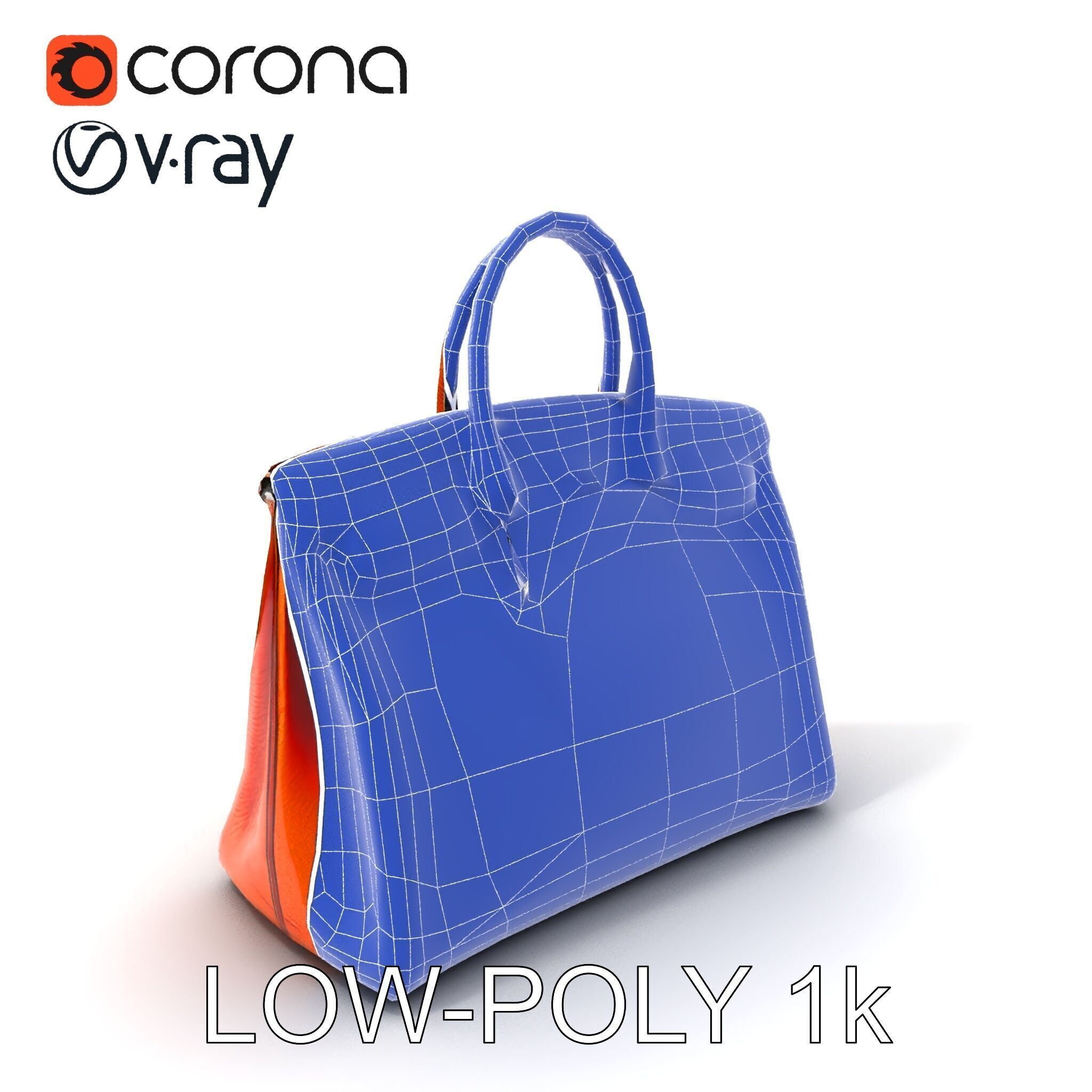 Elegant Orange Handbag D Model Pack Low-poly 3D model_22
