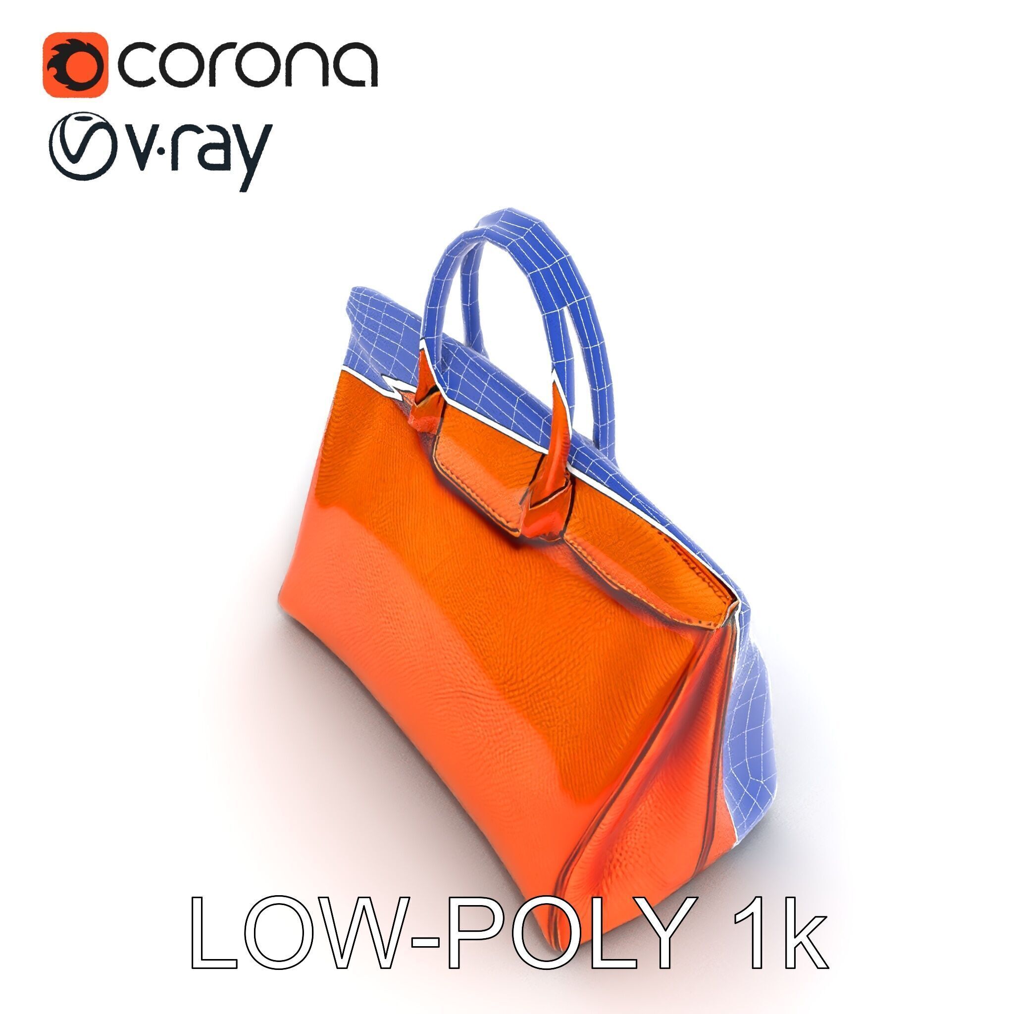 Elegant Orange Handbag D Model Pack Low-poly 3D model_10