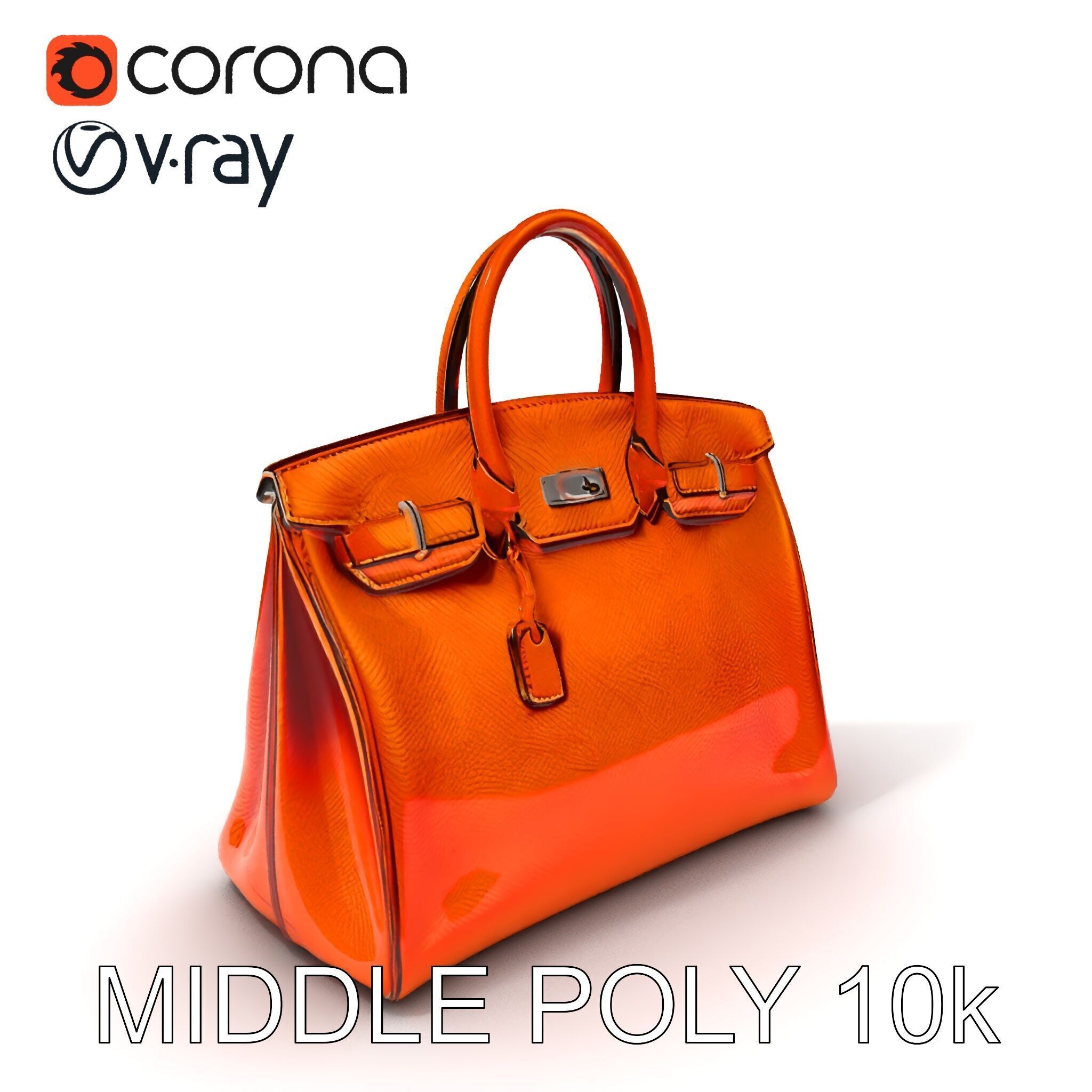 Elegant Orange Handbag D Model Pack Low-poly 3D model_12