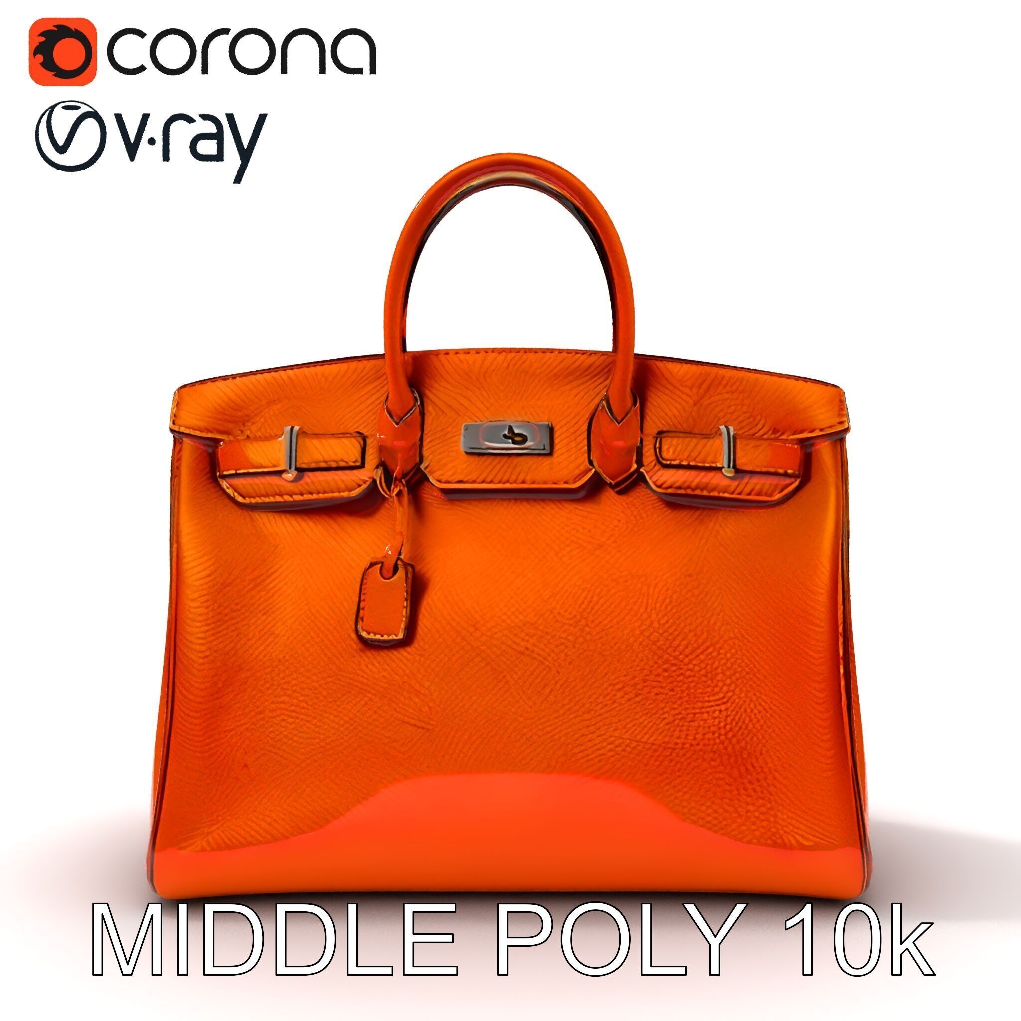 Elegant Orange Handbag D Model Pack Low-poly 3D model_6