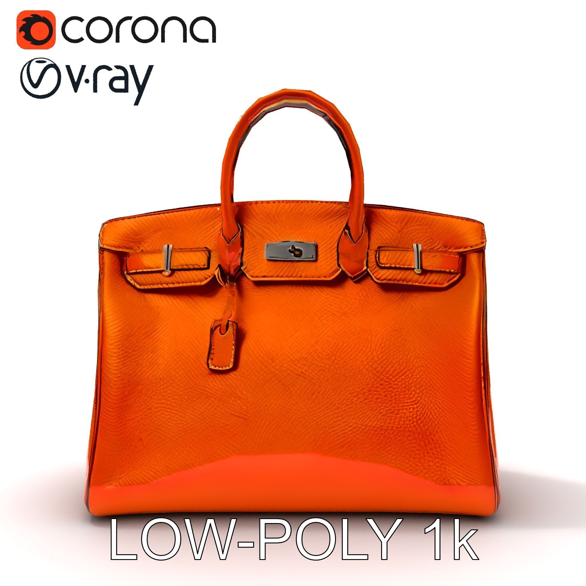Elegant Orange Handbag D Model Pack Low-poly 3D model_19