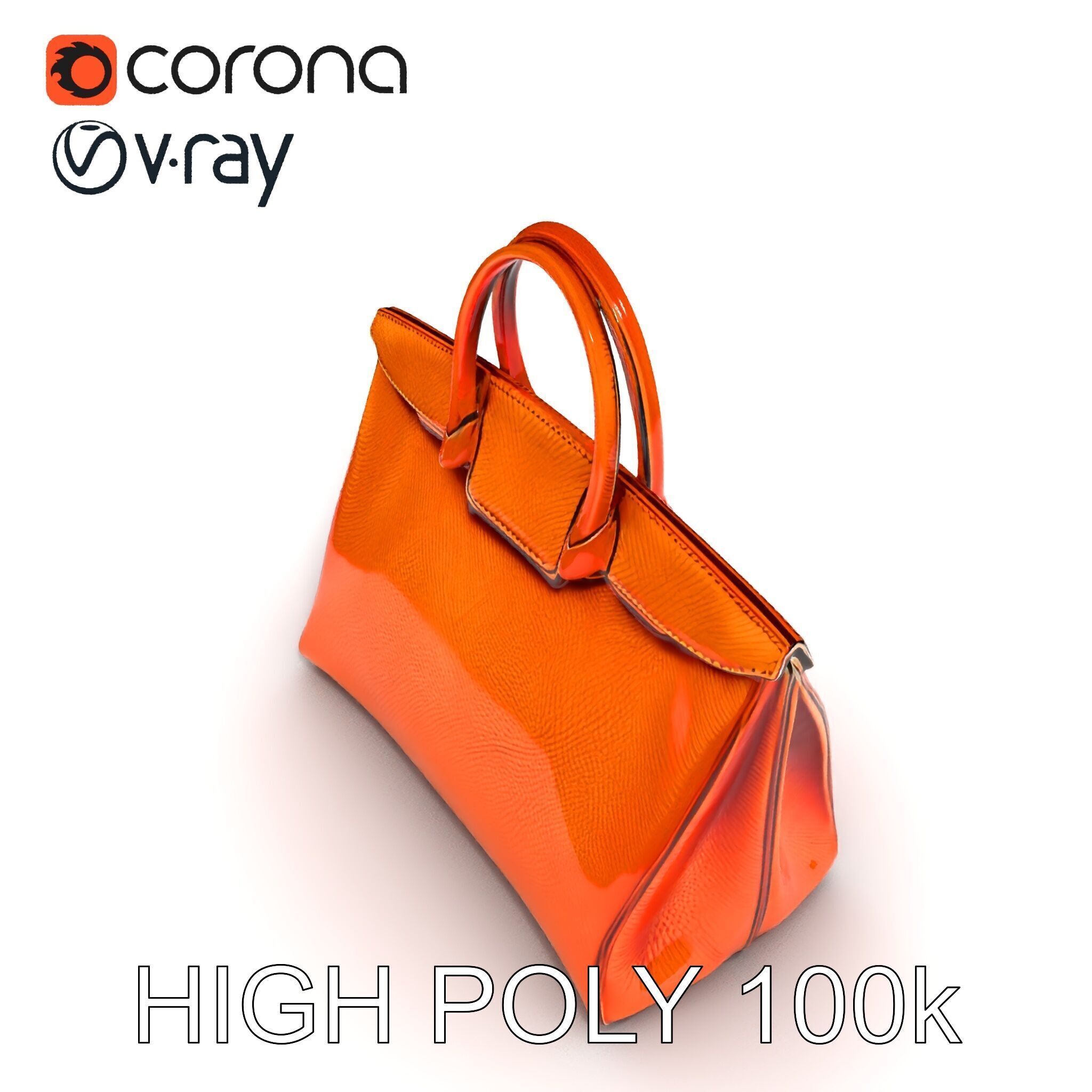 Elegant Orange Handbag D Model Pack Low-poly 3D model_11