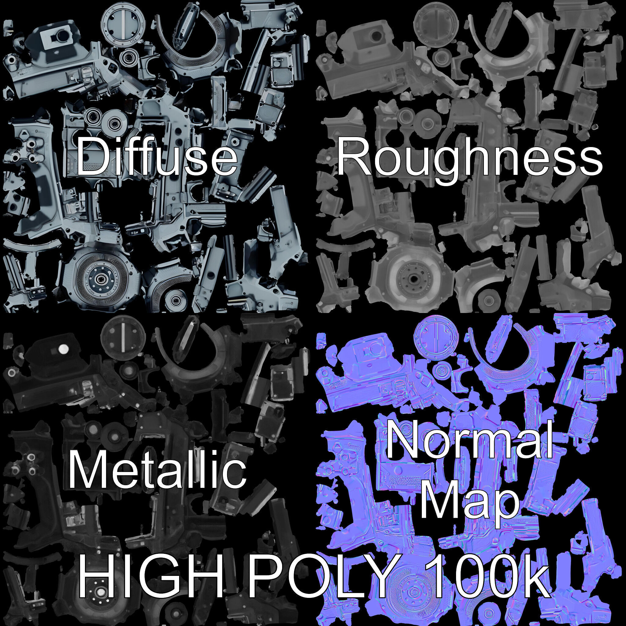 Futuristic Engine Model Pack Low-poly 3D model_2