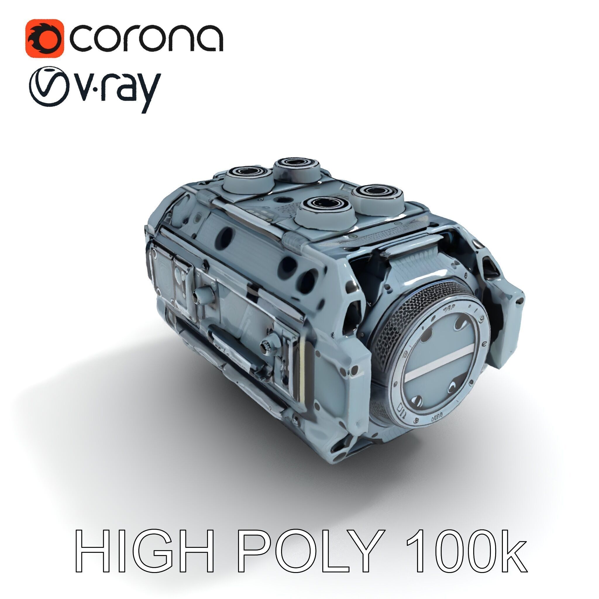 Futuristic Engine Model Pack Low-poly 3D model_12