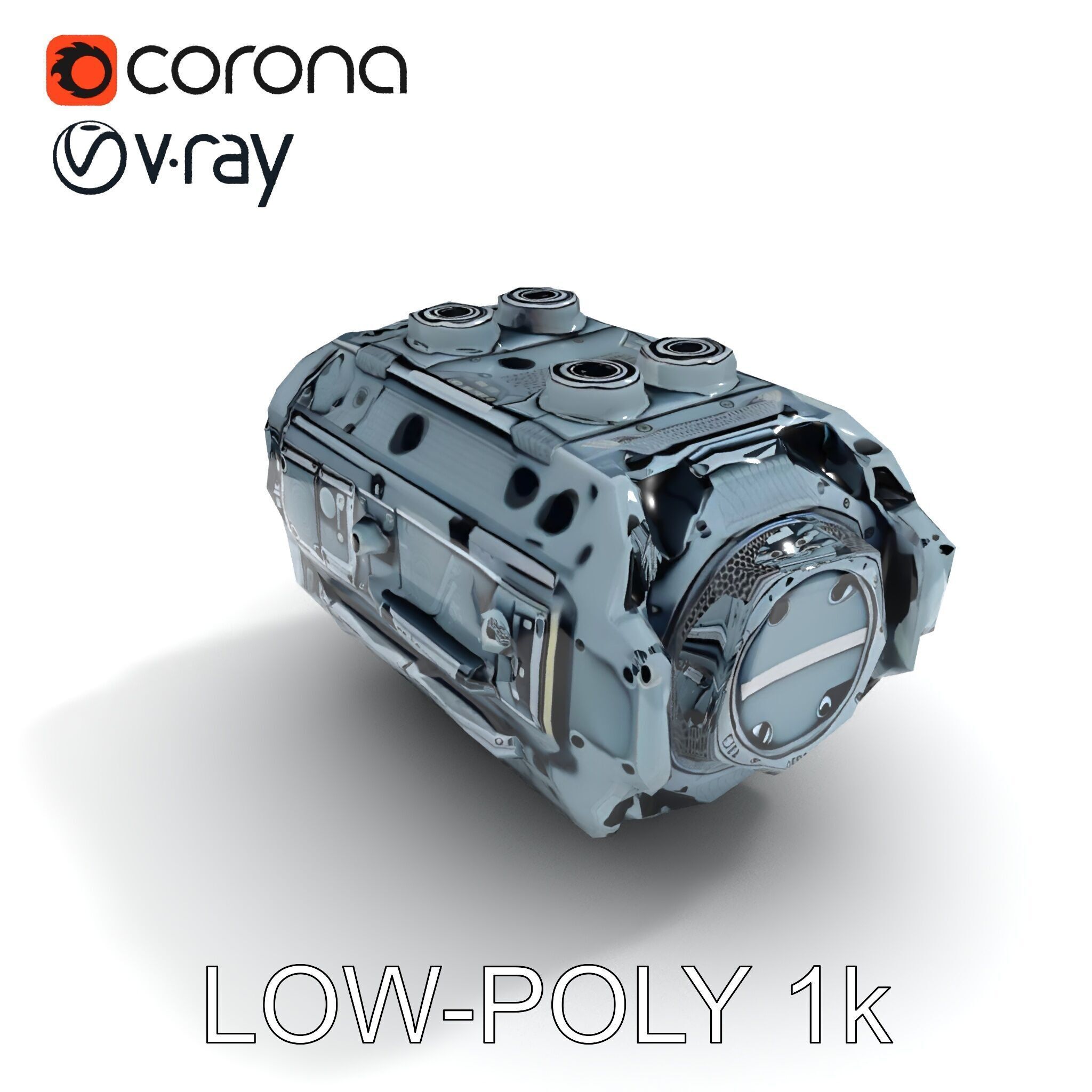 Futuristic Engine Model Pack Low-poly 3D model_7