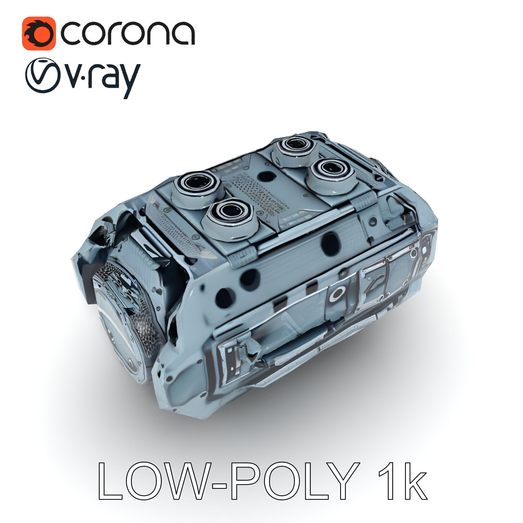 Futuristic Engine Model Pack Low-poly 3D model_14