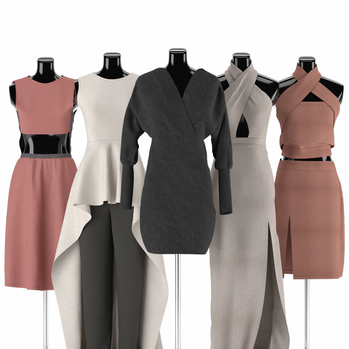 Mannequin Set Vol 001 Low-poly 3D model_1