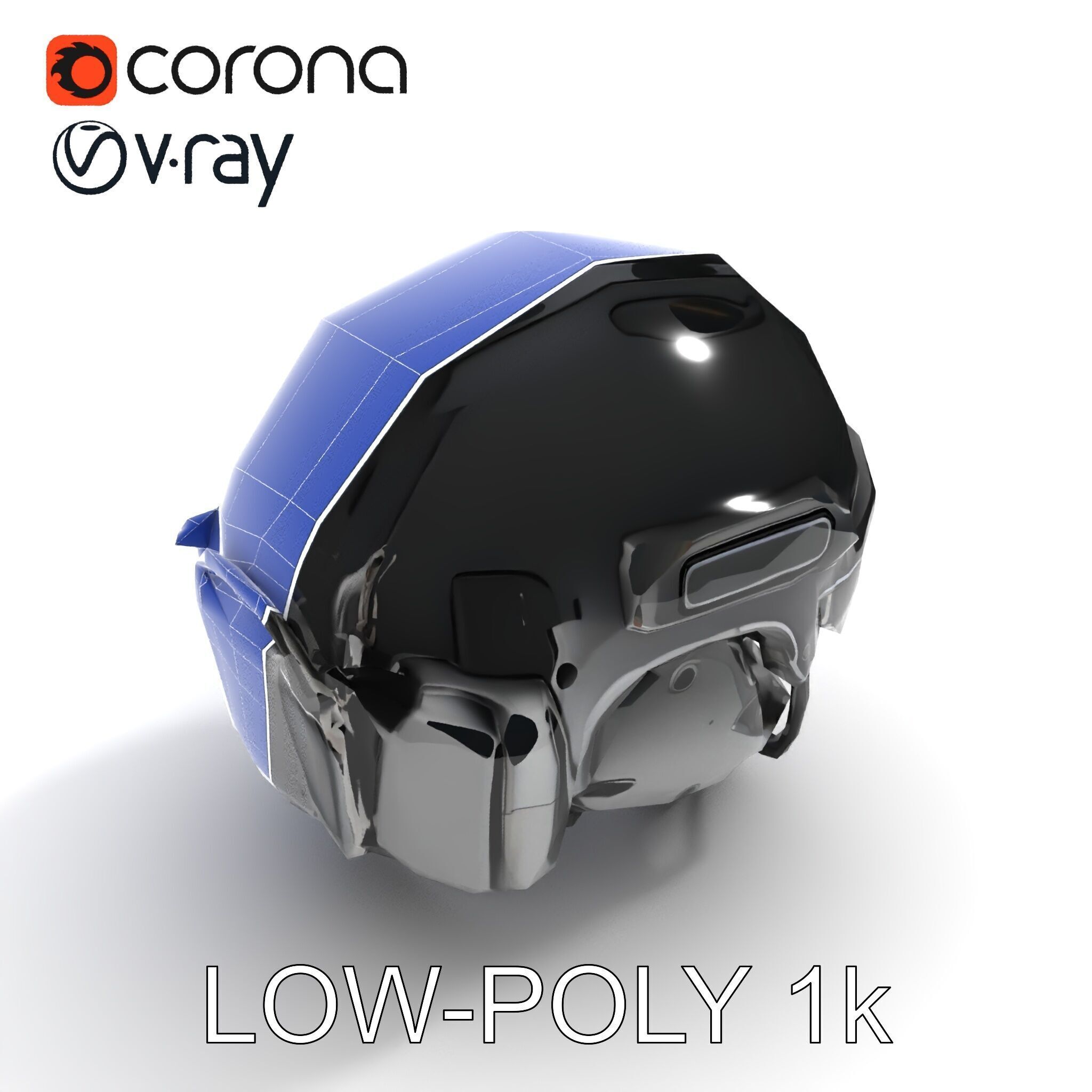 Tactical Helmet with Visor Model Pack Low-poly 3D model_24