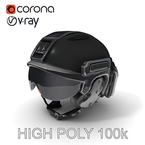 Tactical Helmet with Visor Model Pack Low-poly 3D model