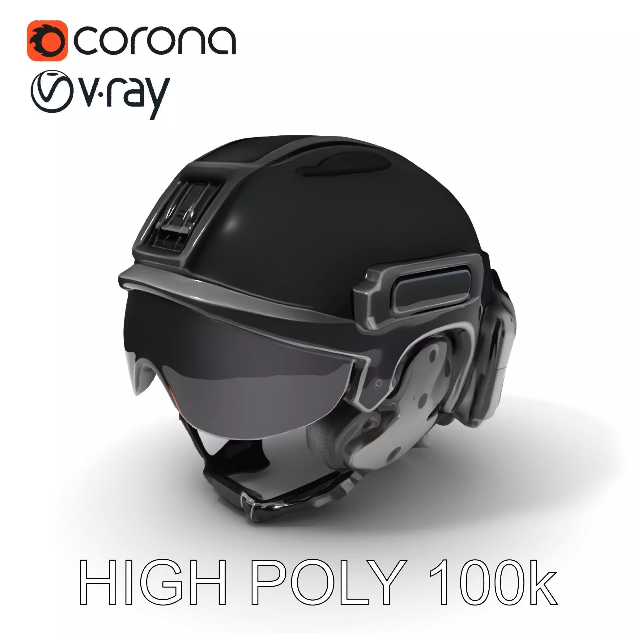 Tactical Helmet with Visor Model Pack Low-poly 3D model_0